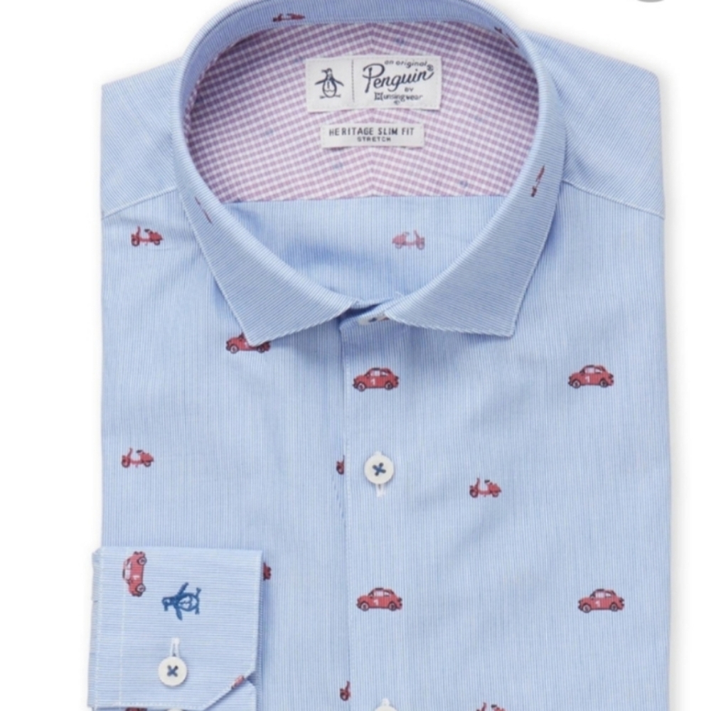Penguin blue button up